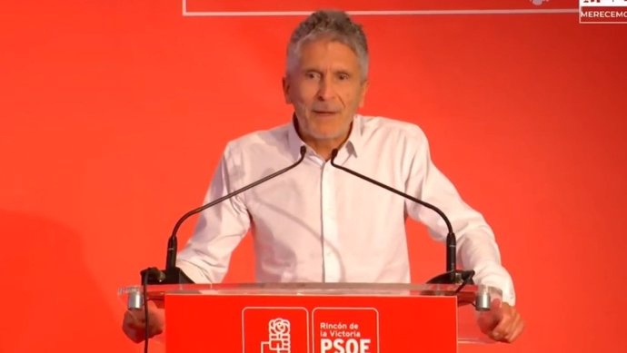 El ministro del Interior, Fernando Grande-Marlaska, en un acto del PSOE de Rincón de la Victoria.