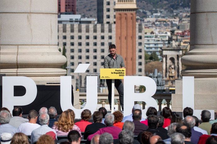 El portaveu d'ERC al Congrés i alcaldable a Santa Coloma de Gramenet (Barcelona), Gabriel Rufián, a la 'Festa de la República' d'ERC a Barcelona