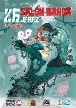 Imagen del cartel oficial del Salón Manga de Jerez 2023, un homenaje a Hayao Miyazaki por el ilustrador David Garrido