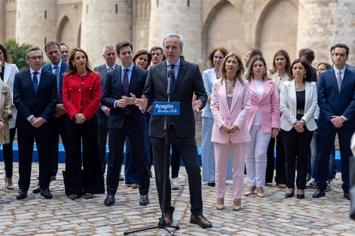 Jorge Azcón durante la presentación de la lista autonómica por Zaragoza