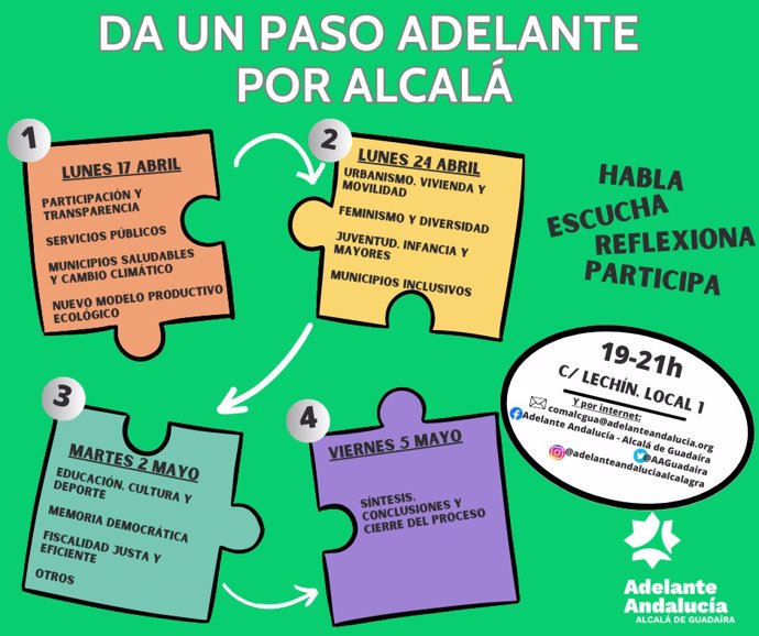 Adelante Andalucía lanza un proyecto participativo para elaborar su programa electoral en Alcalá de Guadaíra