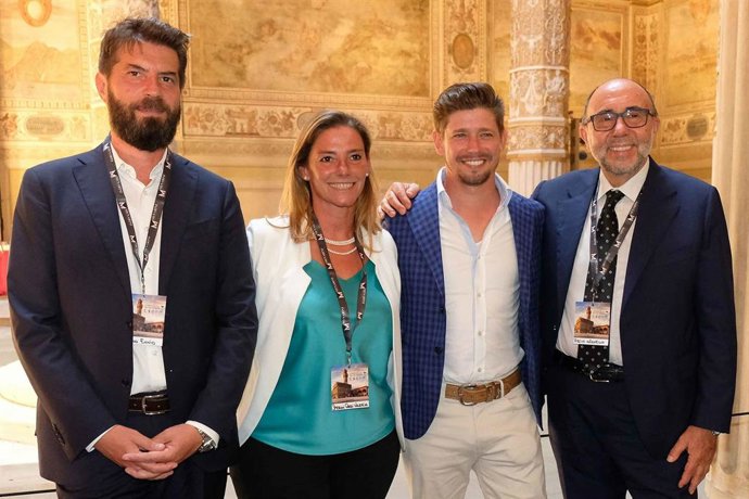 Antonello Biscini, Valeria Speroni Cardi and Ennio Troiano (Members of the Board of the Fair Play Menarini Foundation) with Casey Stoner (Fair Play Menarini Ambassador)