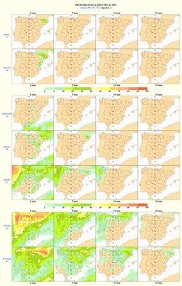 Mapas elaborado por la Aemet sobre la previsión meteorológica en CyL en la semana del 17 de abril