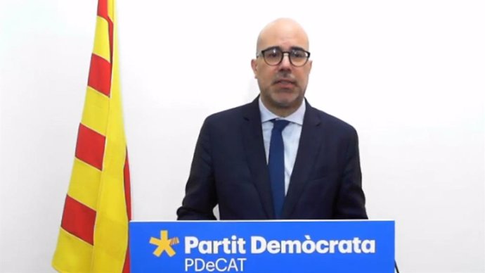 El secretario de organización del PDeCAT, Genís Boadella, en rueda de prensa telemática