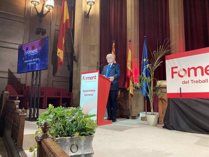 El presidente de Foment del Treball, Josep Sánchez Llibre, durante su discurso.