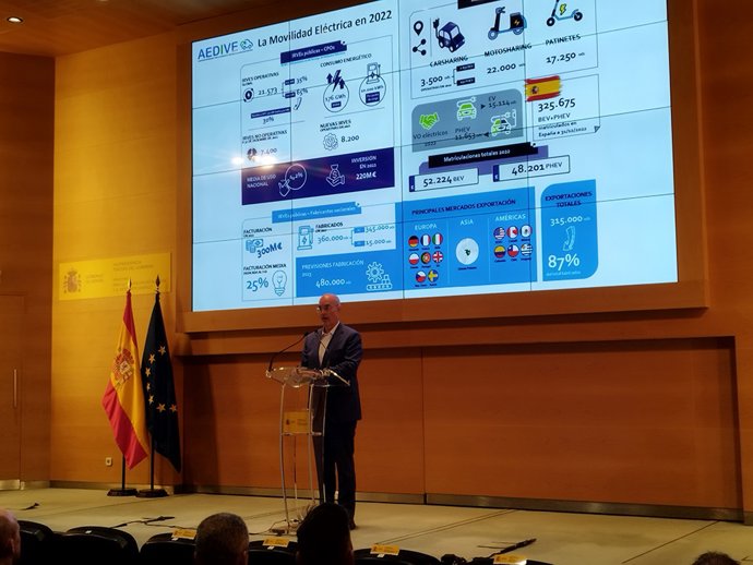 Presentación Anuario Movilidad Eléctrica 22-23 Aedive por el director general, Arturo Pérez de Lucia.