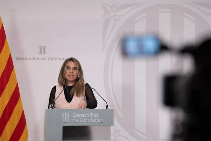 La portavoz del Govern, Patrícia Plaja, durante una rueda de prensa tras el Consell Executiu, en el Palau de la Generalitat, a 18 de abril de 2023, en Barcelona, Catalunya (España)