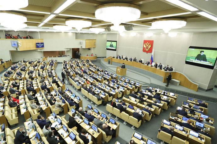 Archivo - January 20, 2022, MOSCOW, MOSCOW, Russian Federation: Iranian President EBRAHIM RAISI delivering a speech during a pleanary session of the Russian State Duma in Moscow, Russia, 20 January 2022.