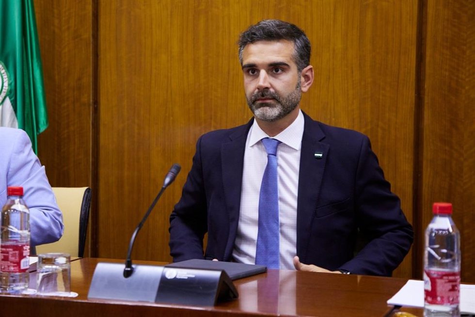 El consejero de Sostenibilidad, Medio Ambiente y Economía Azul y portavoz del Ejecutivo, Ramón Fernández-Pacheco, este martes en el Parlamento