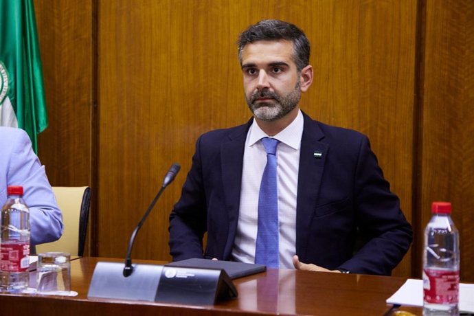 El consejero de Sostenibilidad, Medio Ambiente y Economía Azul y portavoz del Ejecutivo, Ramón Fernández-Pacheco, este martes en el Parlamento