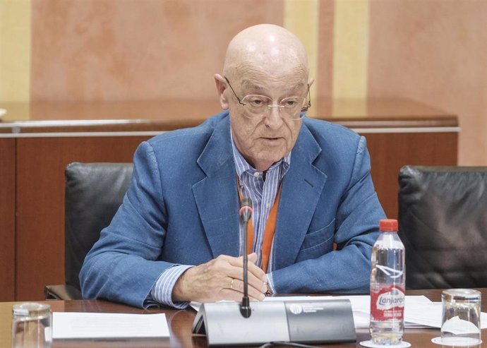 El presidente de la Asociación de Comunidades de Regantes de Andalucía (Feragua), José Manuel Cepeda ,durante el grupo de trabajo relativo a medidas urgentes para combatir la sequía en Andalucía en el Parlamento.