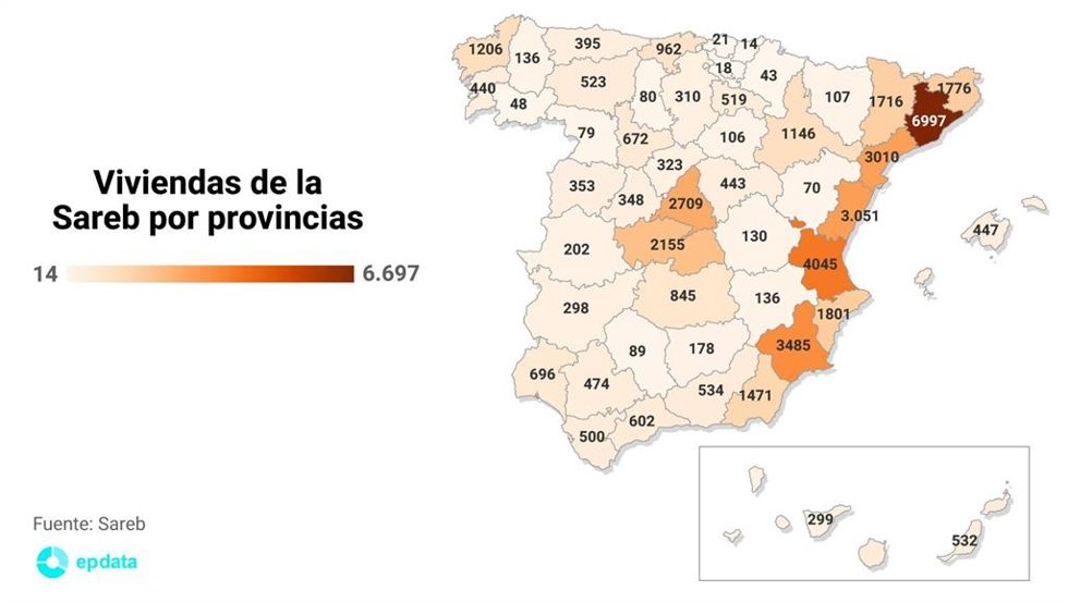 Viviendas de la Sareb por provincias