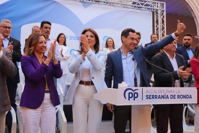 El presidente del PP-A, Juanma Moreno, en un acto en Ronda