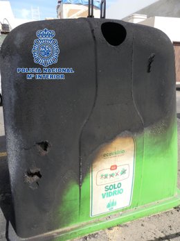 Contenedor quemado en Arrecife
