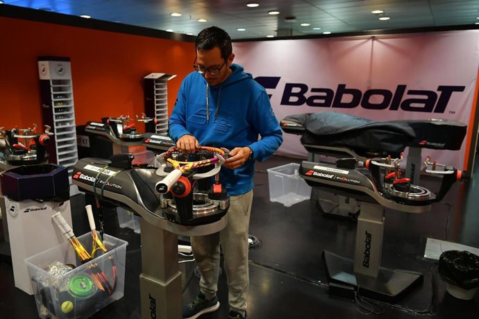Archivo - Babolat, encordador oficial del Mutua Madrid Open 2023.