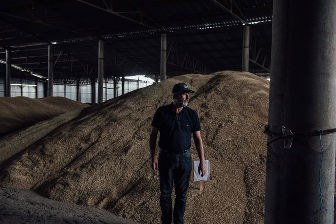 Archivo - July 14, 2022, Liubashivka, Ukraine: Sergiy Parovyk in one of his grain stores. Liubashivka, 14 July 2022.