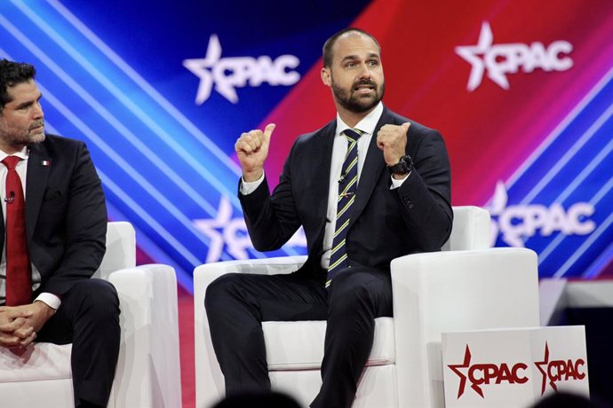 Archivo - March 4, 2023, Maryland, USA: (INT) Eduardo Bolsonaro at CPAC Covention Protecting America Now  in Maryland. March 04, 2023, Maryland, USA: Eduardo Bolsonaro at the CPAC convention  Protecting America Now  which is taki