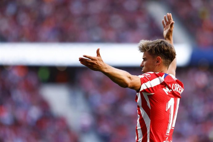 Marcos Llorente protesta durante el Atlético de Madrid-Almería de LaLiga Santander 2022-2023