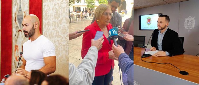 Archivo - Montaje del portavoz de Unides Podem en el Ayuntamiento de Alicante y número 2 de EU-UP-Unides per Alacant, Xavier López, la alcaldable del PSPV-PSOE, Ana Barceló, y el candidato a la Alcaldía de Compromís, Rafa Mas.