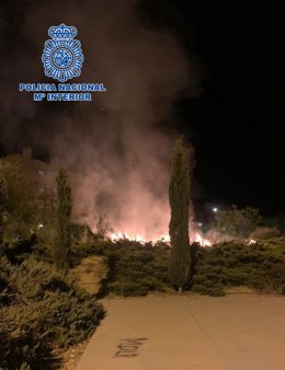Incendio provocado en el parque del paseo Gregorio Marañón de Toledo