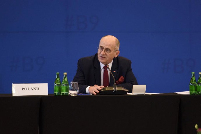 March 31, 2023, Lodz, Warsaw, Poland: Poland's Foreign Minister Zbigniew Rau talks prior the plenary session during the Bucharest Nine (B9) summit in Lodz, Poland on March 30, 2023. Talks between ministers of foreign affairs will concentrate on security