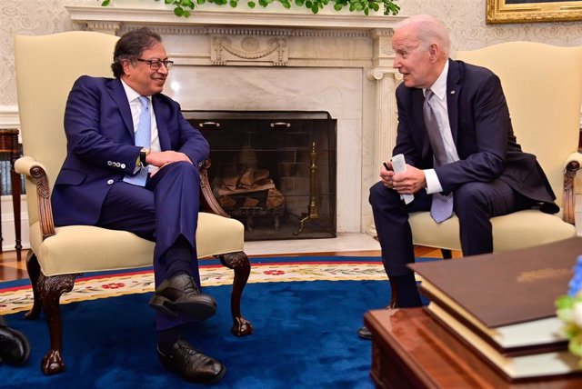 EL presidente de Colombia, Gustavo Petro, en una visita a la Casa Blanca con el presidente de Estados Unidos, Joe Biden
