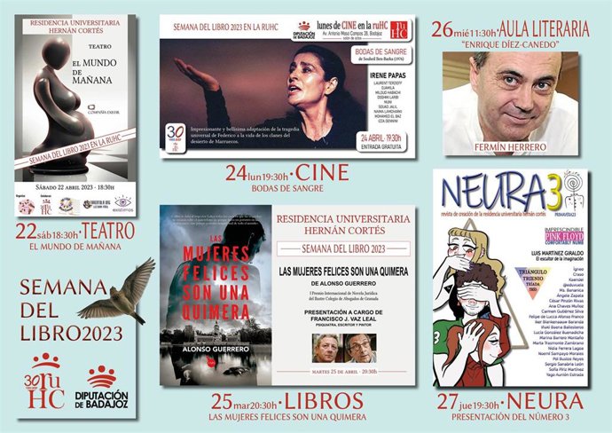 Cartel de la 'Semana del libro' de la Residencia Universitaria Hernán Cortés