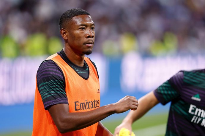 David Alaba of Real Madrid looks on during the Spanish League, La Liga Santander, football match played between Real Madrid and Villarreal CF at Santiago Bernabeu stadium on April 08, 2023, in Madrid, Spain.