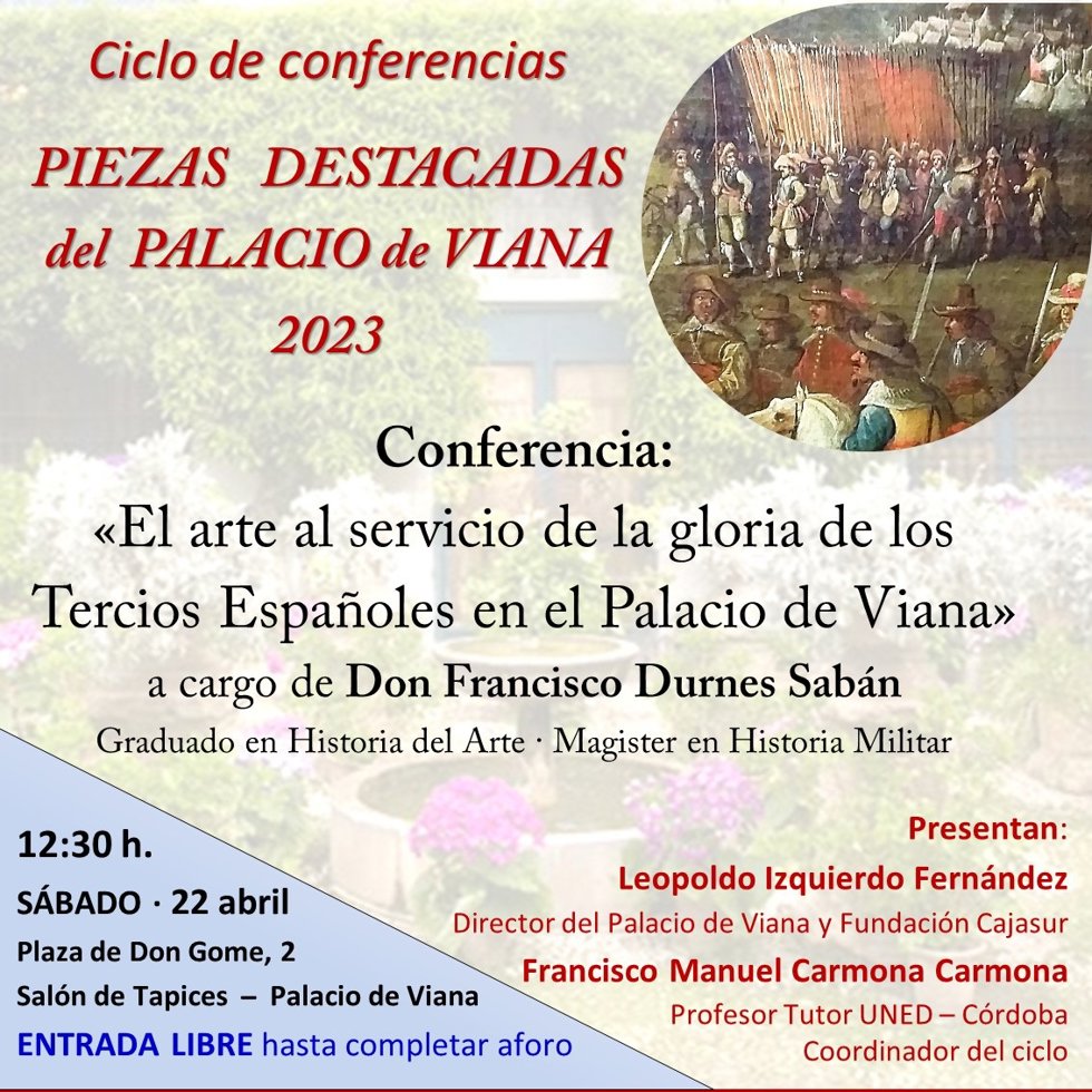 Cartel de la próxima ponencia del ciclo 'Piezas destacadas del Palacio de Viana'.