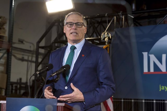 Archivo - March 1, 2019 - Seattle, Washington, U.S - Seattle, Washington: Governor JAY INSLEE officially announced his 2020 presidential bid at a local solar energy company. Known as America's "greenest governor, Inslee will kick off his climate change fo