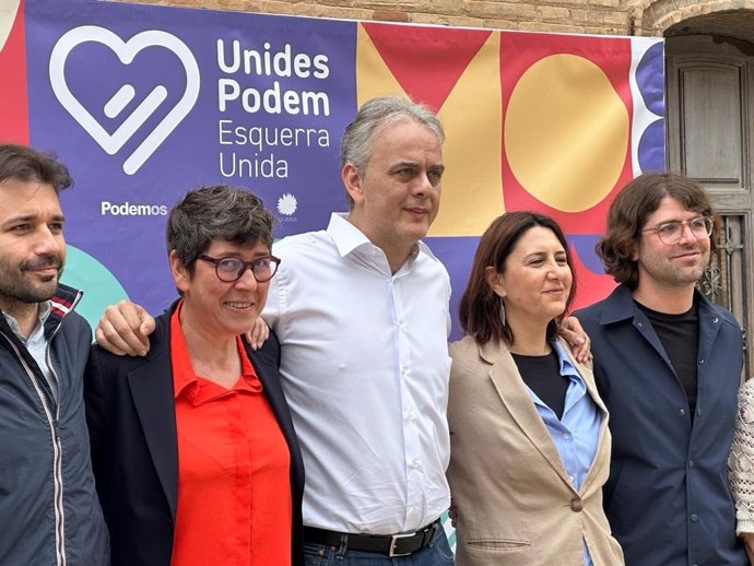 El vicepresidente segundo del Consell y candidato de Unides Podem-Esquerra Unida a la Generalitat, Héctor Illueca, en el acto de presentación las candidaturas autonómicas y municipal de Unides Podem-Esquerra Unida