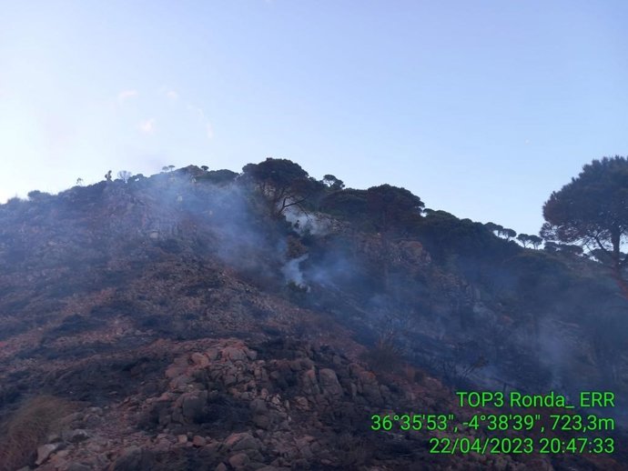 Incendio forestal en el paraje Canteras del Barrio de Mijas