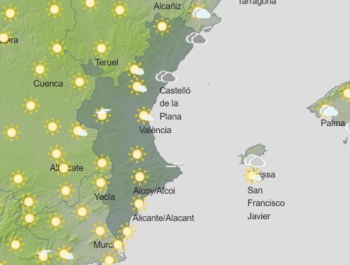 Predicción meteorológica del domingo 23 de abril