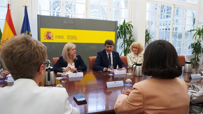 El delegado del Gobierno en Andalucía, Pedro Fernández, en la reunión con las Unidades de Violencia sobre la mujer.