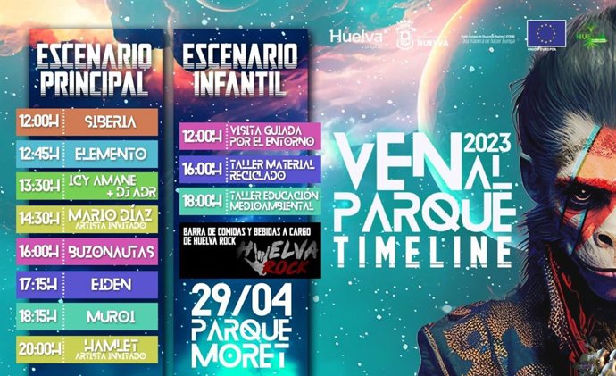 Cartel de 'Ven al Parque 2023', iniciativa impulsada por el Ayuntamiento de Huelva.