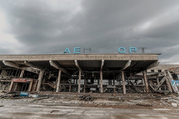 April 19, 2023, Kherson, Ukraine: The Kherson International Airport terminal building lies in ruins after being used as a logistics hub and base by the Russian military during more than eight months of occupation. Though the Ukraine Armed Forces pushed 