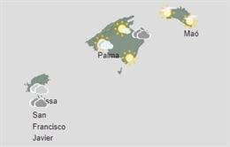 Mapa meteorológico de Baleares.
