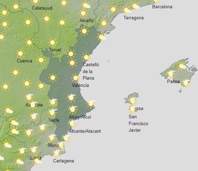 Predicción de Aemet para la Comunitat Valenciana del 24 de abril