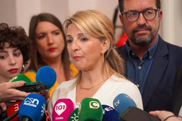 La vicepresidenta segunda del Gobierno y ministra de Trabajo y Economía Social, Yolanda Díaz, este lunes en Cádiz