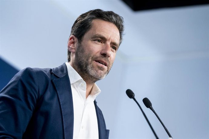 El portavoz del comité de campaña del PP, Borja Sémper, ofrece una rueda de prensa posterior a la reunión del Comité de Dirección del Partido Popular,  en la sede del partido, a 24 de abril de 2023, en Madrid (España). El portavoz ha abordado la ausenci