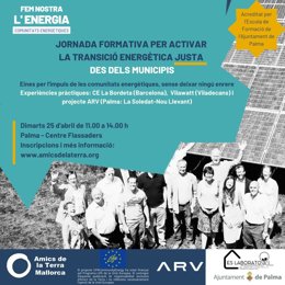 Cartel de las jornadas de trabajo para desarrollar comunidades energéticas organizadas por el Ayuntamiento de Palma