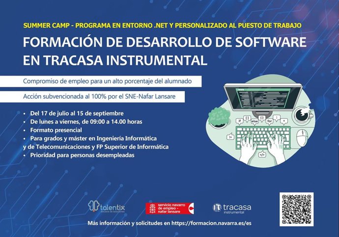 Tracasa Instrumental acogerá en verano la tercera edición de su curso de desarrollo de software.