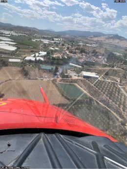 Vista aérea del incendio provocado por una quema descontrolada en Cehegín (Murcia)