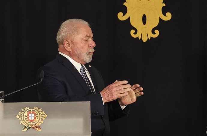 El presidente de Brasil, Luiz Inazio Lula da Silva, durante su visita a Portugal