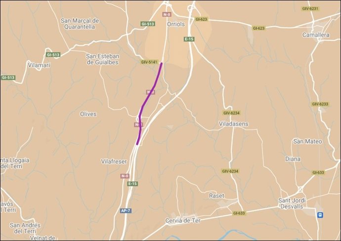 Ámbito de actuación de la reforma de tejados en dos vías de Vilademuls.