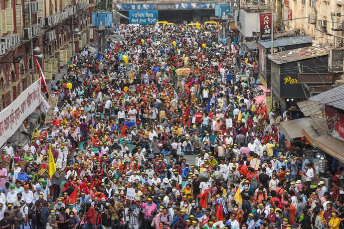 Archivo - Imagen de archivo de una protesta en India.