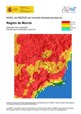 Mapa de riesgo de incendios forestales