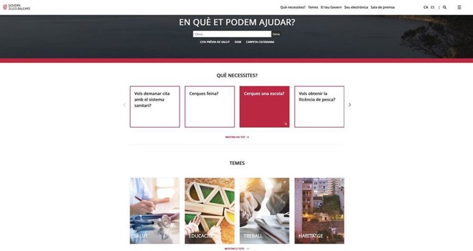 La nueva página web de la Administración autonómica balear entra en funcionamiento.
