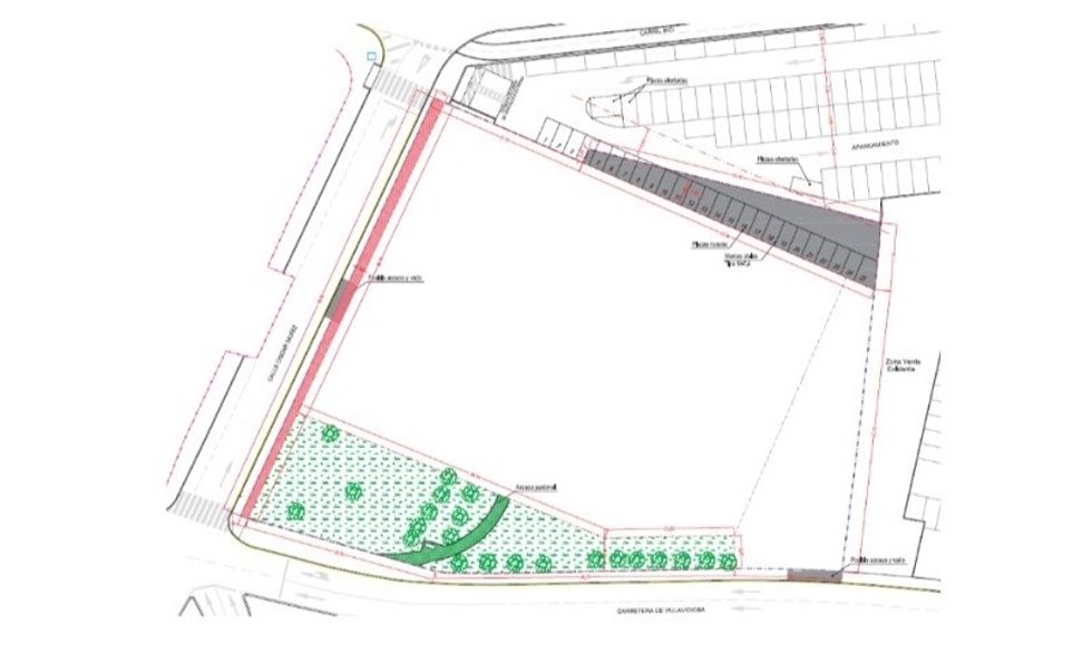 Plano del proyecto de urbanización del área de Unidad de Actuación 104A, Gijón