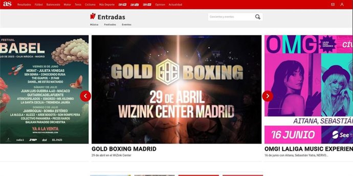 Portal de As para la venta de entradas